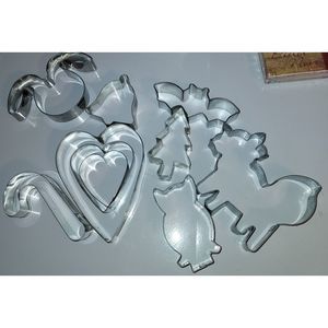 Aluminum Metal Cookie Cutters 10 Pc Lot Owl Fox Tree Bell Candy Cane Bunny Heart